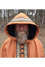 Cloakmakers.com 5636-Amber Wool Blend Cloak w/ Black Velveteen Hood Lining and Triple Loop & Button Closure