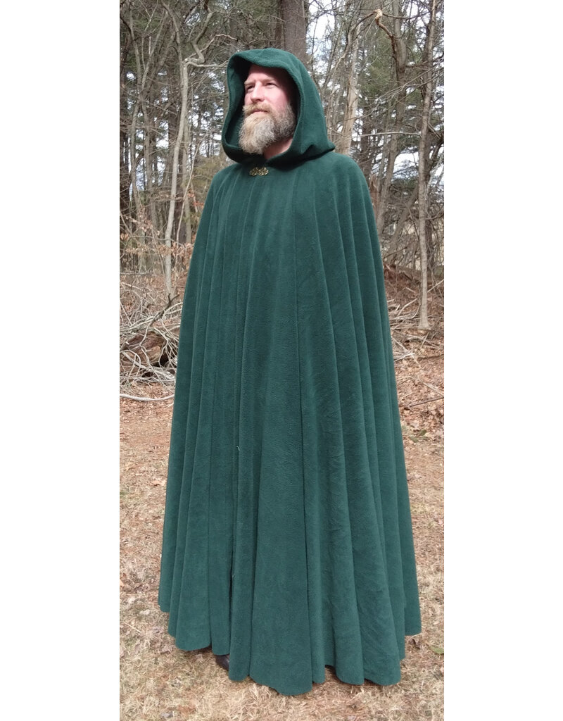 Cloakmakers.com 5640-Washable Forest Green Fleece Cloak w/ Bronze Tone Clasp