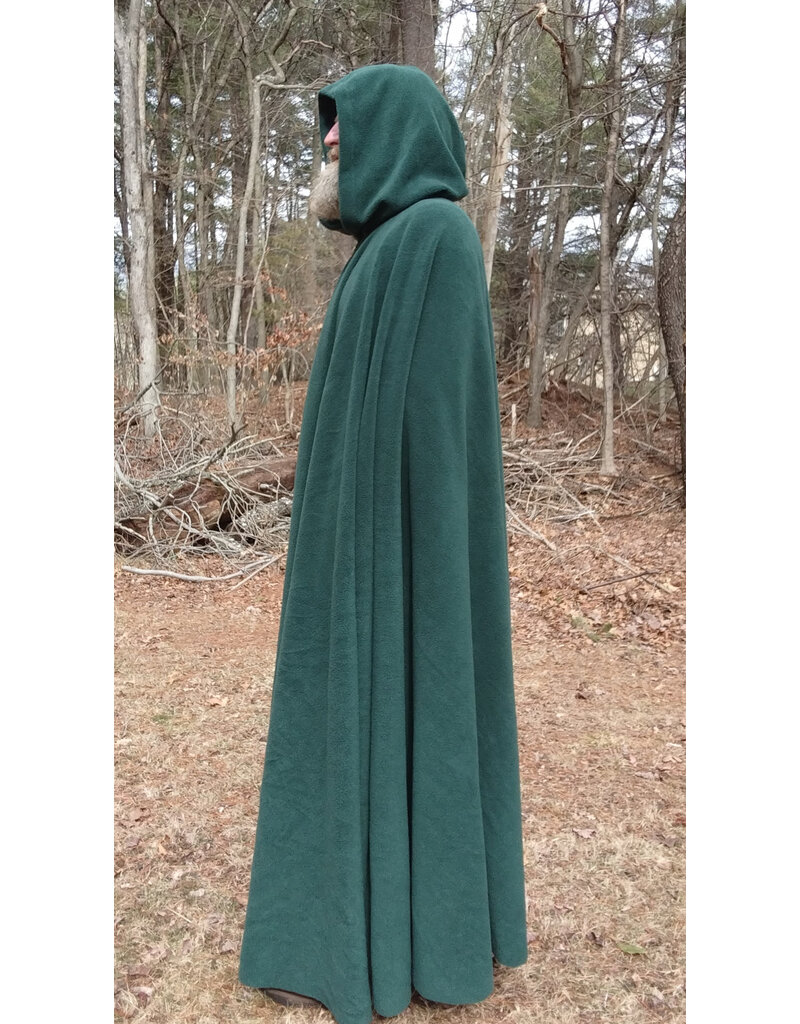 Cloakmakers.com 5640-Washable Forest Green Fleece Cloak w/ Bronze Tone Clasp