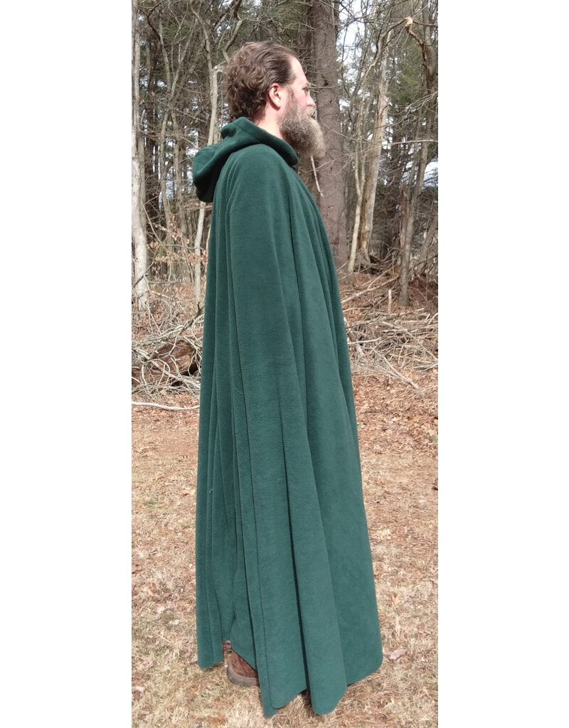 Cloakmakers.com 5640-Washable Forest Green Fleece Cloak w/ Bronze Tone Clasp