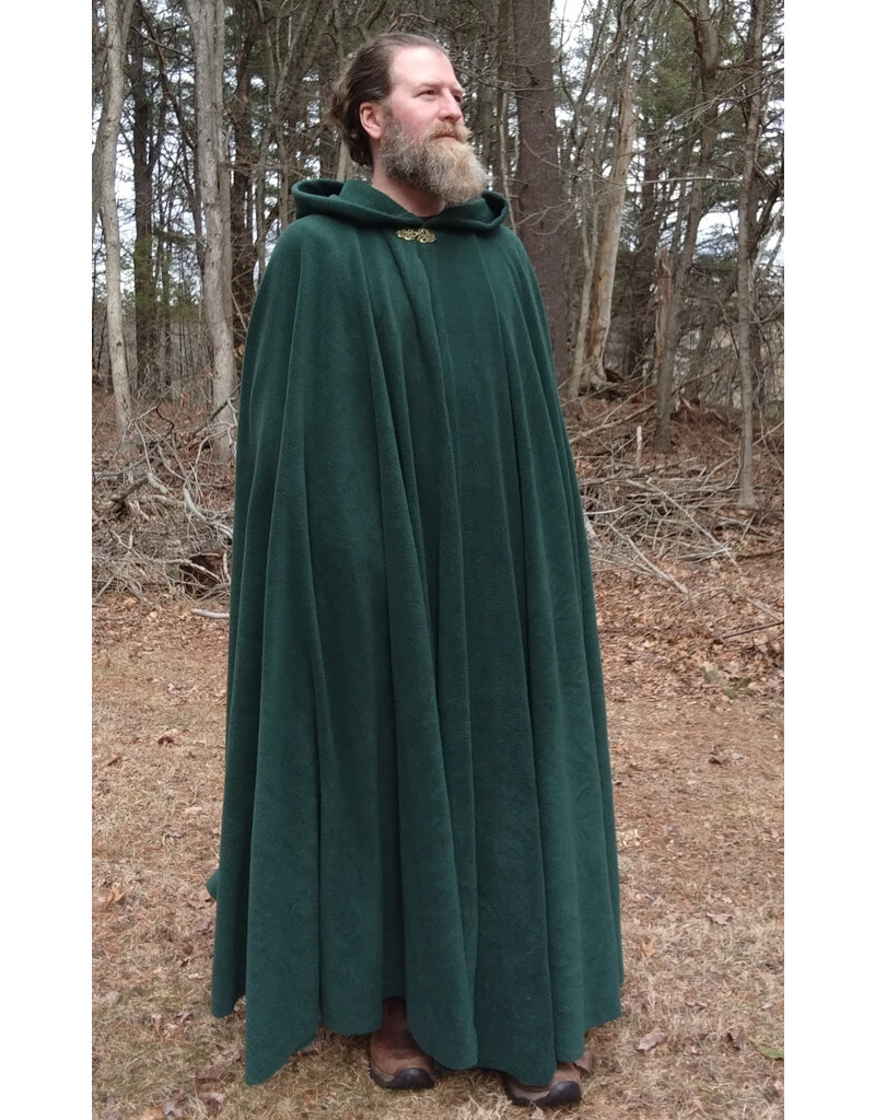 Cloakmakers.com 5640-Washable Forest Green Fleece Cloak w/ Bronze Tone Clasp