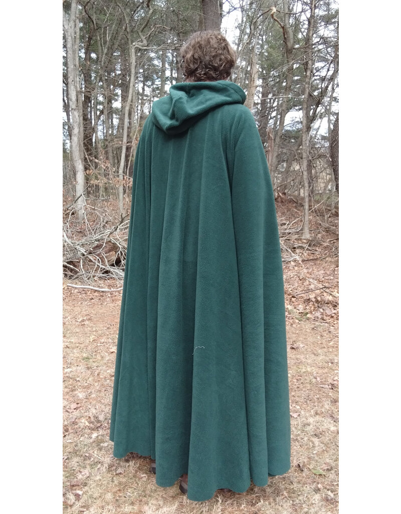 Cloakmakers.com 5640-Washable Forest Green Fleece Cloak w/ Bronze Tone Clasp