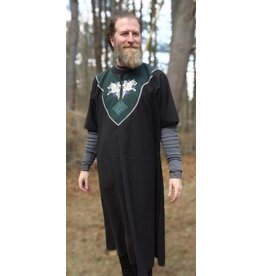 Cloakmakers.com J878-Washable Black & Green Wool Blend Tunic w/ Wolf Embroidery