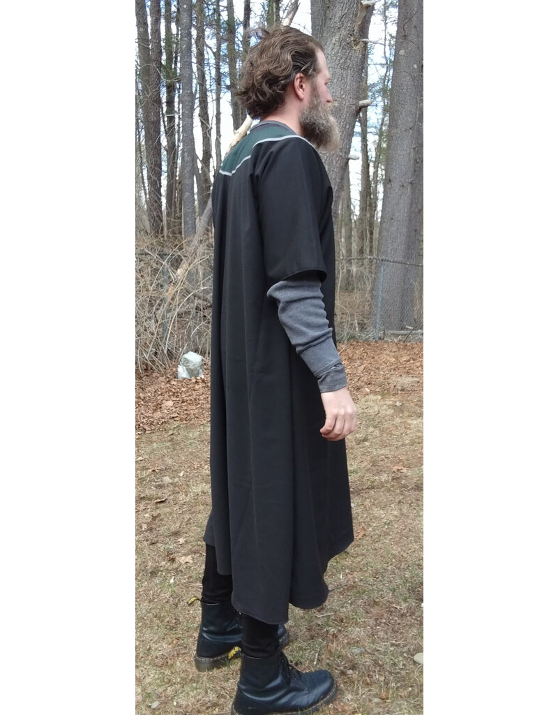 Cloakmakers.com J878-Washable Black & Green Wool Blend Tunic w/ Wolf Embroidery
