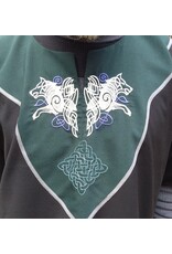 Cloakmakers.com J878-Washable Black & Green Wool Blend Tunic w/ Wolf Embroidery