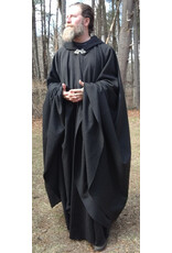 Cloakmakers.com 5641-Charcoal Grey Wool Blend Cloak w/ Black Velvet Hood Lining & Triple Medallion Clasp