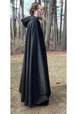 Cloakmakers.com 5641-Charcoal Grey Wool Blend Cloak w/ Black Velvet Hood Lining & Triple Medallion Clasp