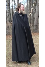 Cloakmakers.com 5641-Charcoal Grey Wool Blend Cloak w/ Black Velvet Hood Lining & Triple Medallion Clasp