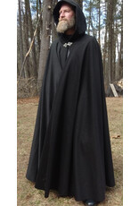Cloakmakers.com 5641-Charcoal Grey Wool Blend Cloak w/ Black Velvet Hood Lining & Triple Medallion Clasp
