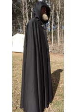 Cloakmakers.com 5641-Charcoal Grey Wool Blend Cloak w/ Black Velvet Hood Lining & Triple Medallion Clasp