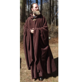 Cloakmakers.com 5645-Washable Brown Fleece Cloak w/ Bronze-Toned Clasp