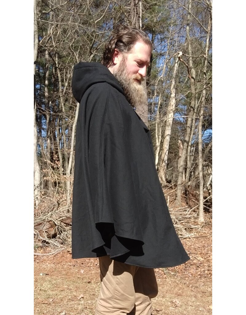 Cloakmakers.com 5647-Washable Black Cotton Cloak w/ Unicorn Embroidery & Black Hood Lining & Pockets