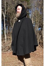 Cloakmakers.com 5647-Washable Black Cotton Cloak w/ Unicorn Embroidery & Black Hood Lining & Pockets