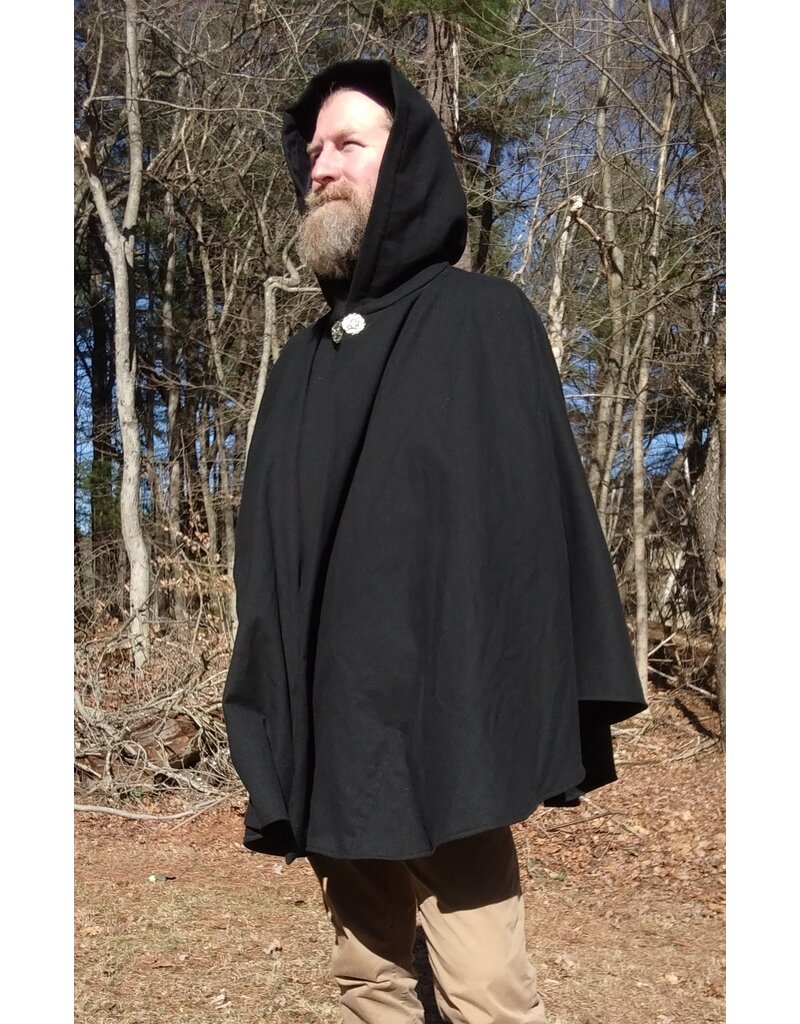 Cloakmakers.com 5647-Washable Black Cotton Cloak w/ Unicorn Embroidery & Black Hood Lining & Pockets