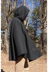Cloakmakers.com 5647-Washable Black Cotton Cloak w/ Unicorn Embroidery & Black Hood Lining & Pockets