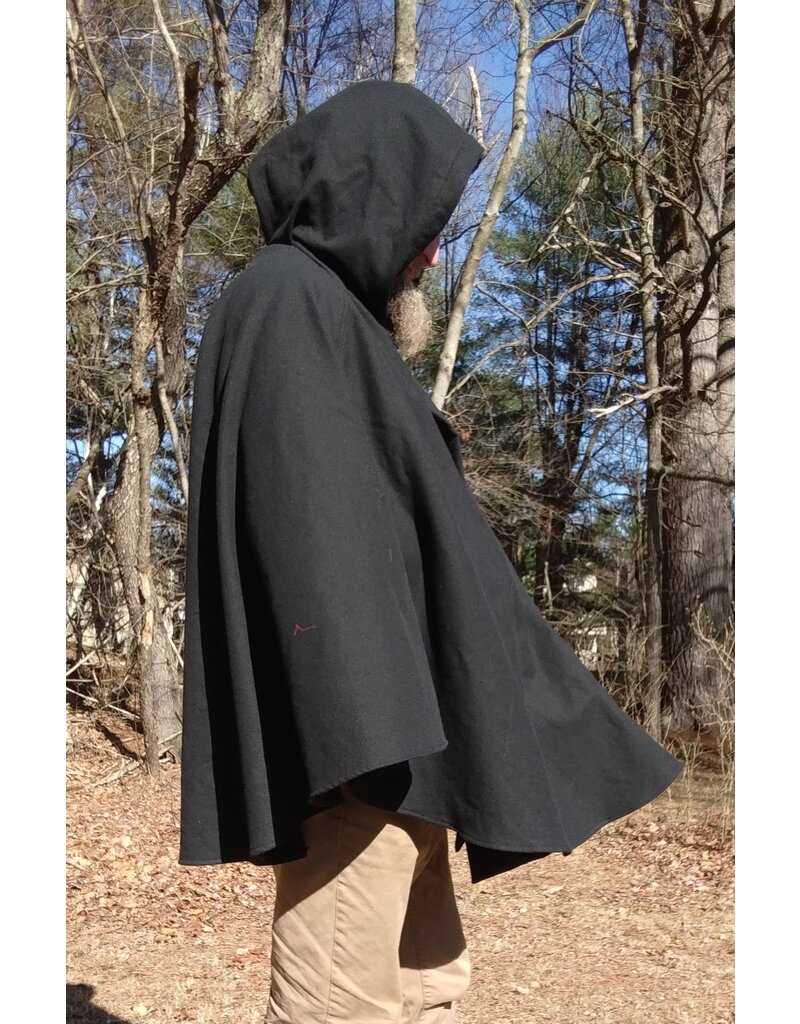 Cloakmakers.com 5647-Washable Black Cotton Cloak w/ Unicorn Embroidery & Black Hood Lining & Pockets