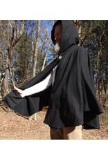 Cloakmakers.com 5647-Washable Black Cotton Cloak w/ Unicorn Embroidery & Black Hood Lining & Pockets