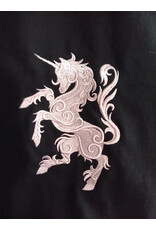 Cloakmakers.com 5647-Washable Black Cotton Cloak w/ Unicorn Embroidery & Black Hood Lining & Pockets