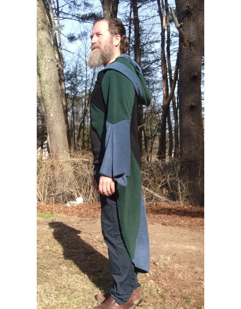 Cloakmakers.com R557-Washable Multi-Color Patchwork Hooded Fleece Robe