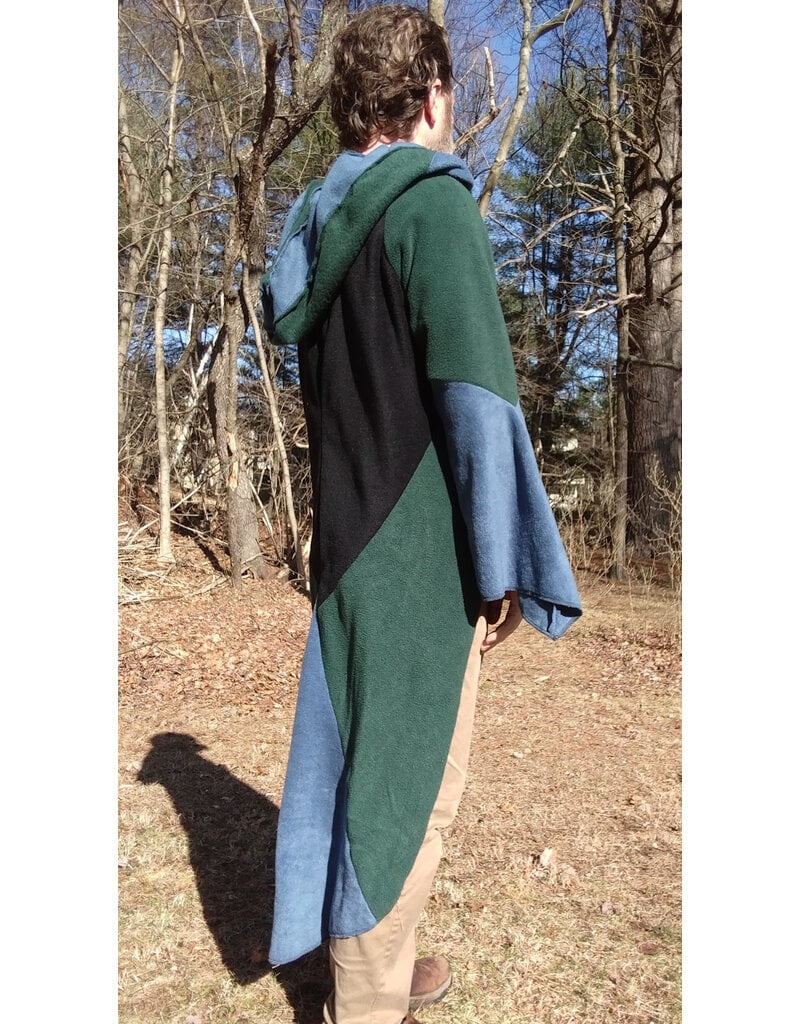 Cloakmakers.com R557-Washable Multi-Color Patchwork Hooded Fleece Robe