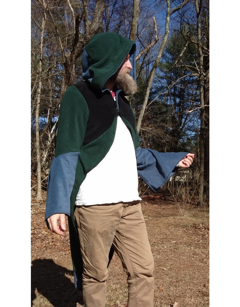 Cloakmakers.com R557-Washable Multi-Color Patchwork Hooded Fleece Robe