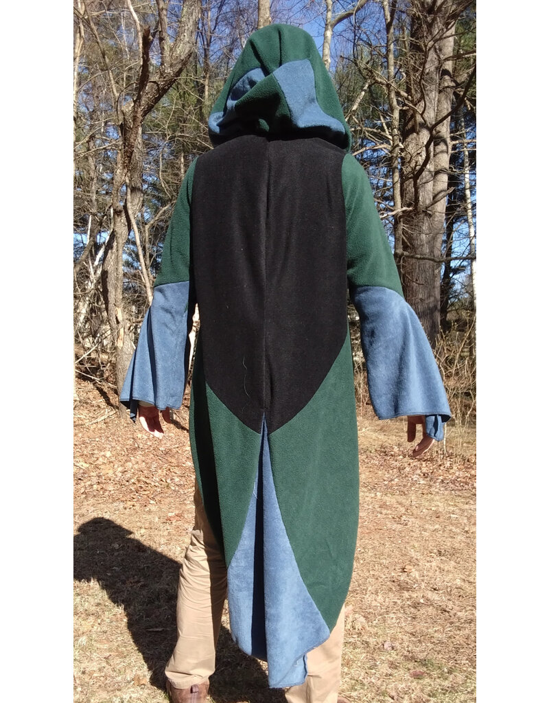 Cloakmakers.com R557-Washable Multi-Color Patchwork Hooded Fleece Robe