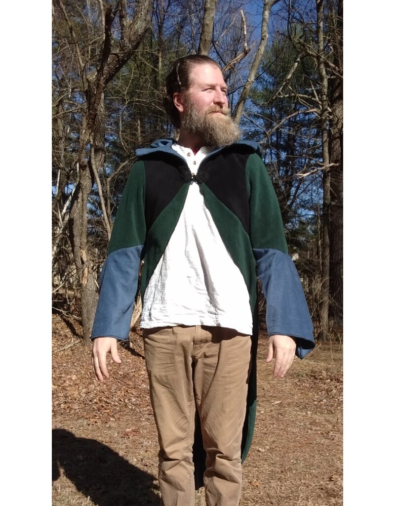 Cloakmakers.com R557-Washable Multi-Color Patchwork Hooded Fleece Robe