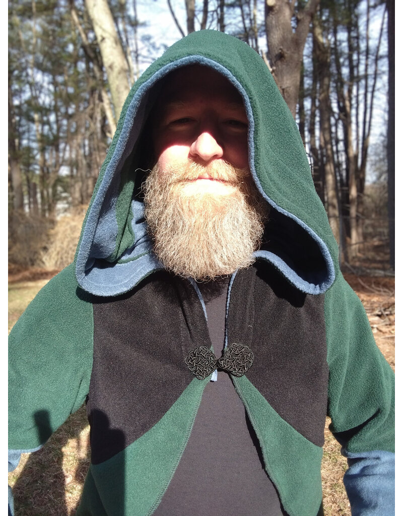 Cloakmakers.com R557-Washable Multi-Color Patchwork Hooded Fleece Robe