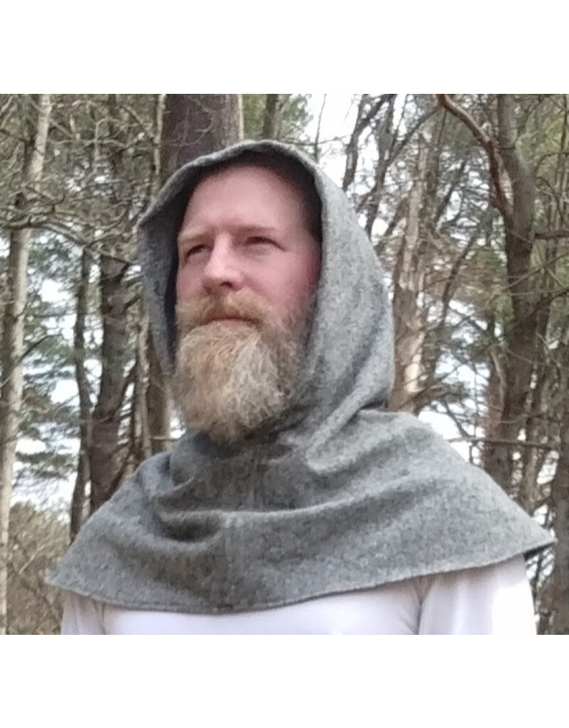 Cloakmakers.com H525-Washable Black & White Tweed Hooded Cowl w/ Flecks of Multiple Colors
