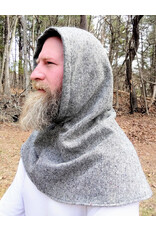 Cloakmakers.com H525-Washable Black & White Tweed Hooded Cowl w/ Flecks of Multiple Colors