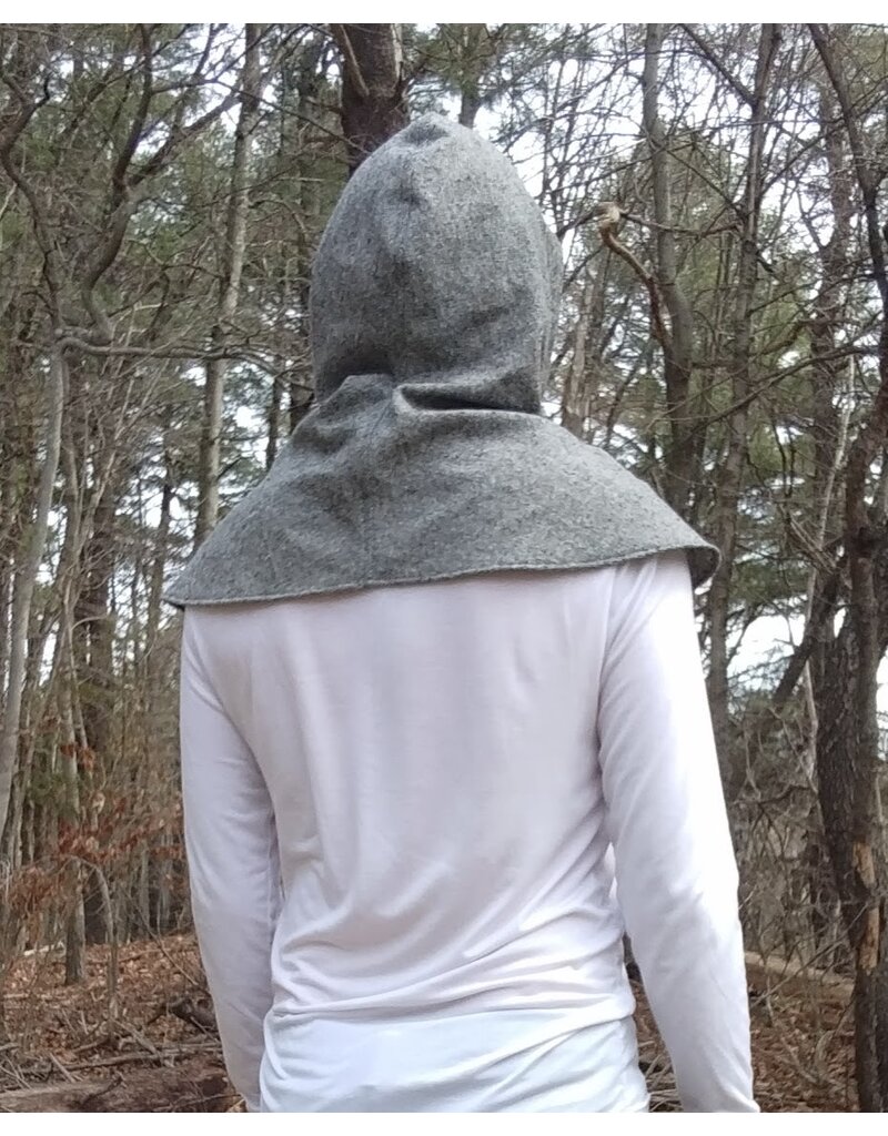 Cloakmakers.com H525-Washable Black & White Tweed Hooded Cowl w/ Flecks of Multiple Colors