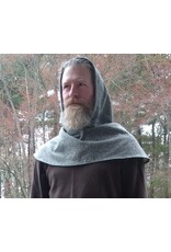 Cloakmakers.com H525-Washable Black & White Tweed Hooded Cowl w/ Flecks of Multiple Colors