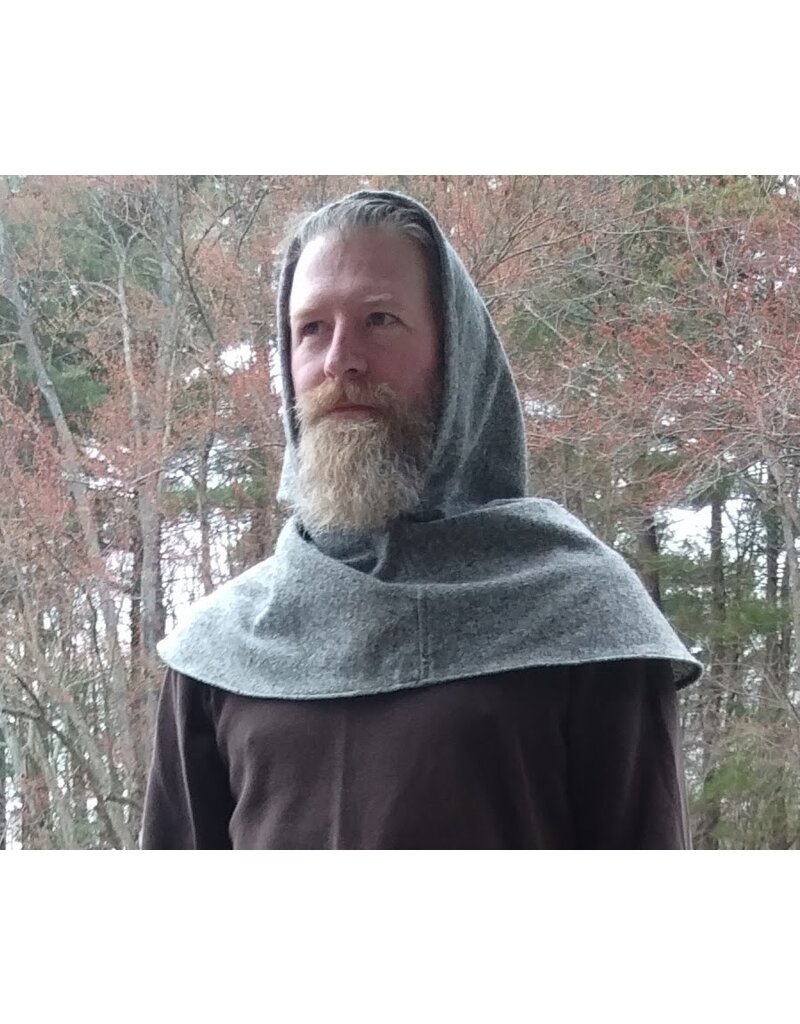 Cloakmakers.com H525-Washable Black & White Tweed Hooded Cowl w/ Flecks of Multiple Colors