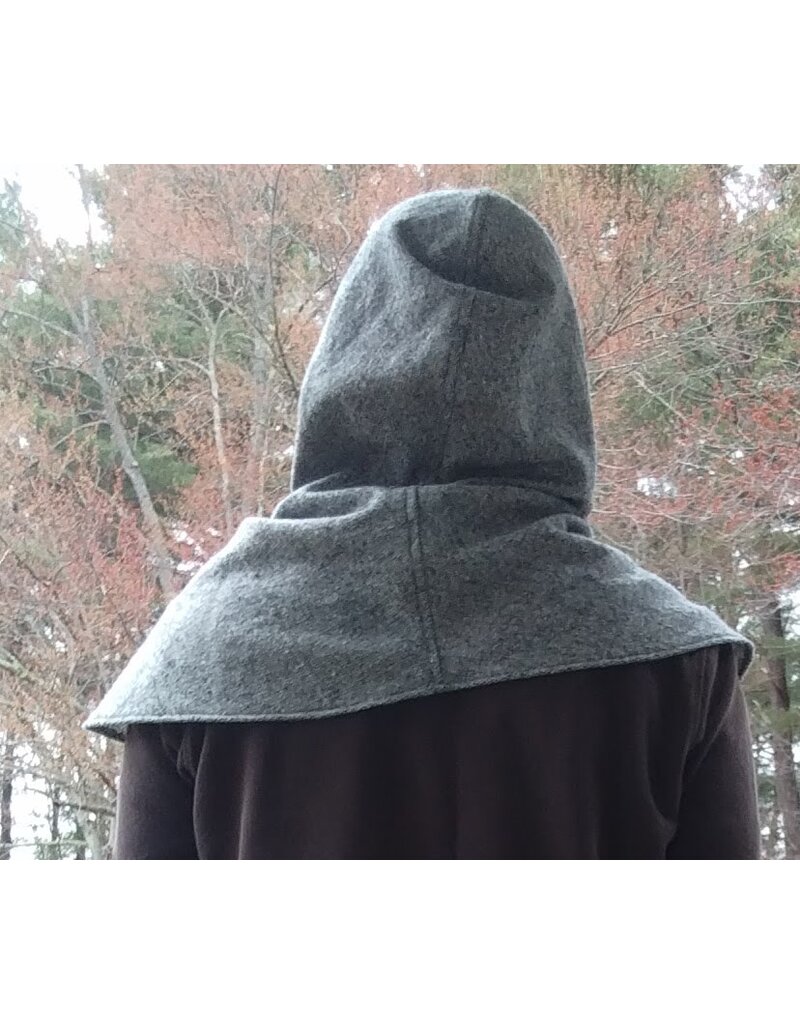 Cloakmakers.com H525-Washable Black & White Tweed Hooded Cowl w/ Flecks of Multiple Colors