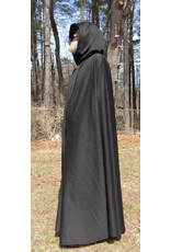Cloakmakers.com 5651-Charcoal Black Wool Blend Cloak w/ Burgundy Velvet Hood Lining & Gothic Rose Clasp