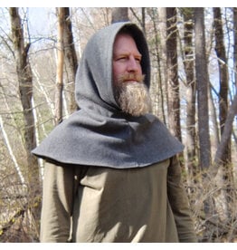 Cloakmakers.com H526-Washable Heathered Grey Wool Blend Hooded Cowl