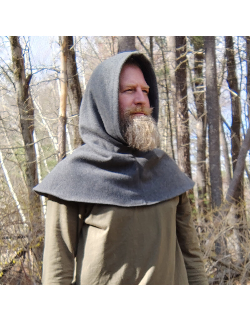 Cloakmakers.com H526-Washable Heathered Grey Wool Blend Hooded Cowl