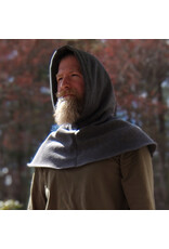 Cloakmakers.com H526-Washable Heathered Grey Wool Blend Hooded Cowl