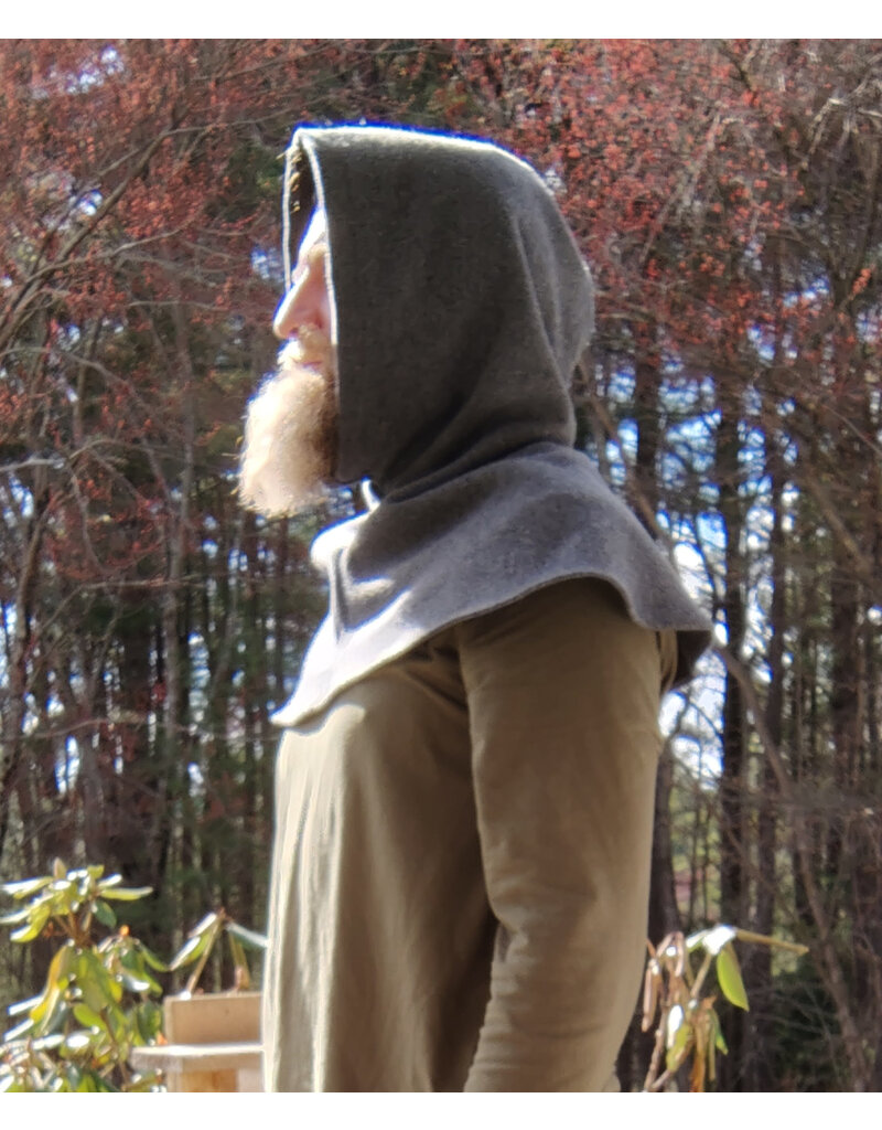 Cloakmakers.com H526-Washable Heathered Grey Wool Blend Hooded Cowl