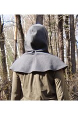Cloakmakers.com H526-Washable Heathered Grey Wool Blend Hooded Cowl