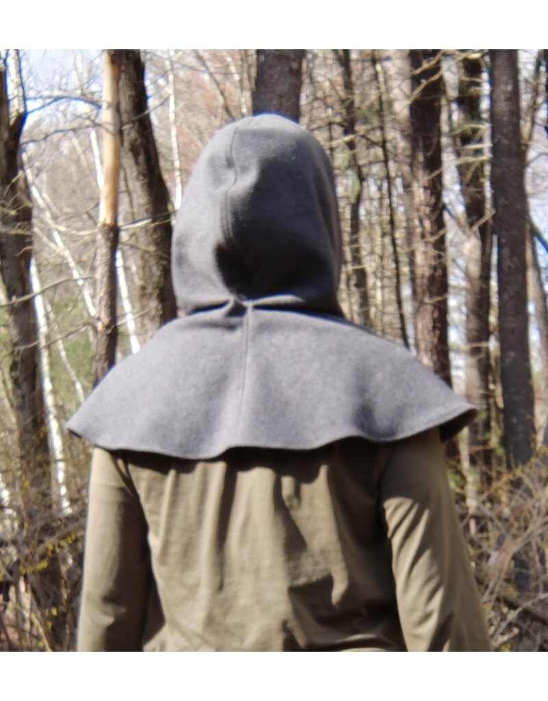 Cloakmakers.com H526-Washable Heathered Grey Wool Blend Hooded Cowl