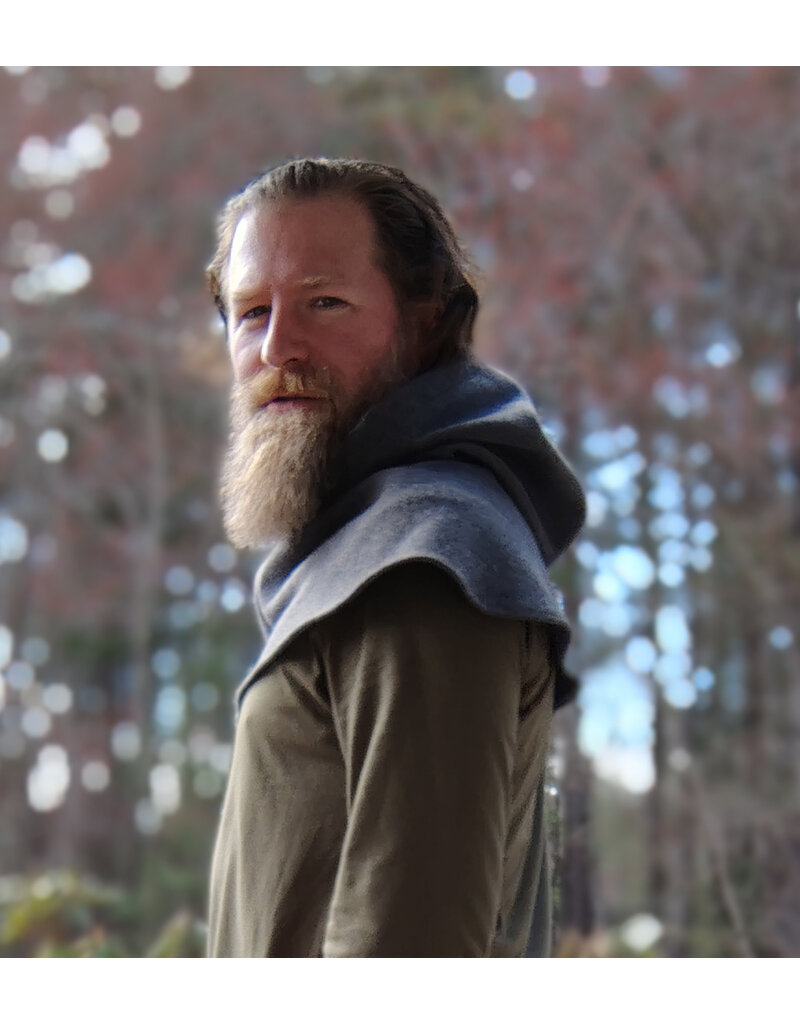 Cloakmakers.com H526-Washable Heathered Grey Wool Blend Hooded Cowl