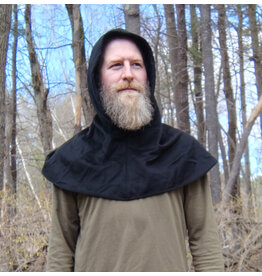 Cloakmakers.com H527-Black Angora Wool Hooded Cowl