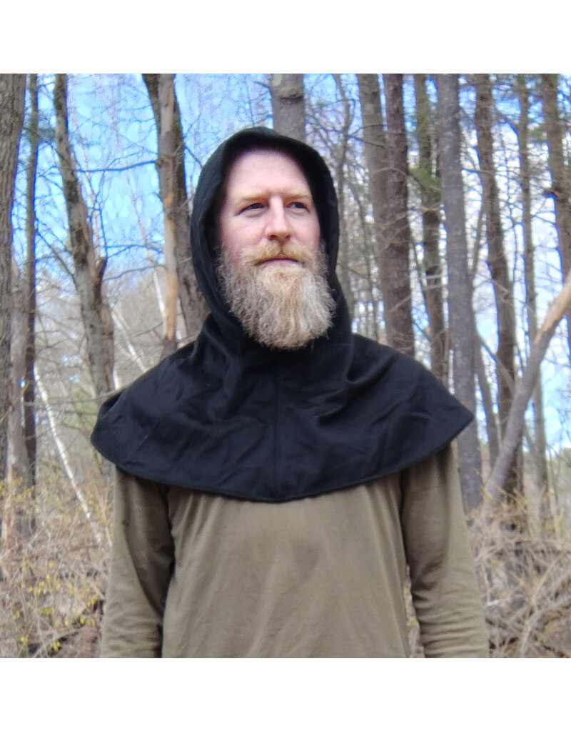 Cloakmakers.com H527-Black Angora Wool Hooded Cowl