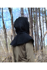 Cloakmakers.com H527-Black Angora Wool Hooded Cowl