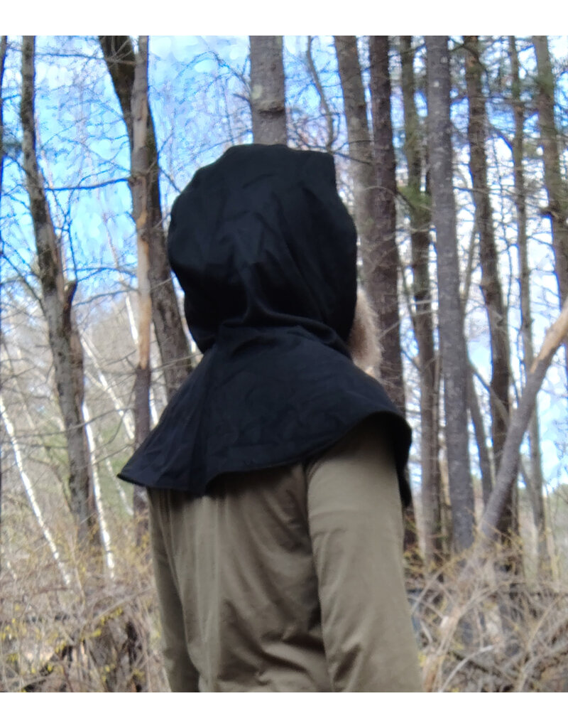 Cloakmakers.com H527-Black Angora Wool Hooded Cowl