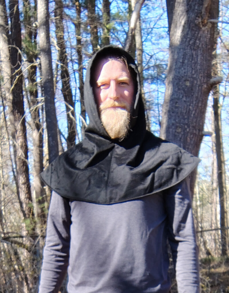 Cloakmakers.com H527-Black Angora Wool Hooded Cowl