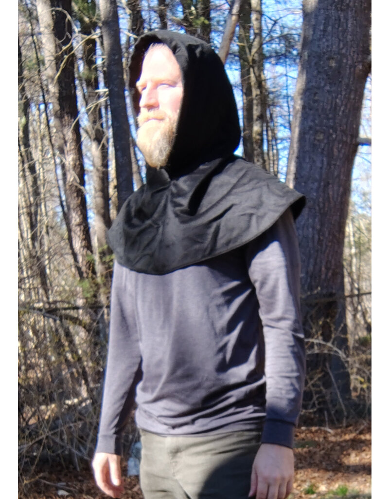 Cloakmakers.com H527-Black Angora Wool Hooded Cowl