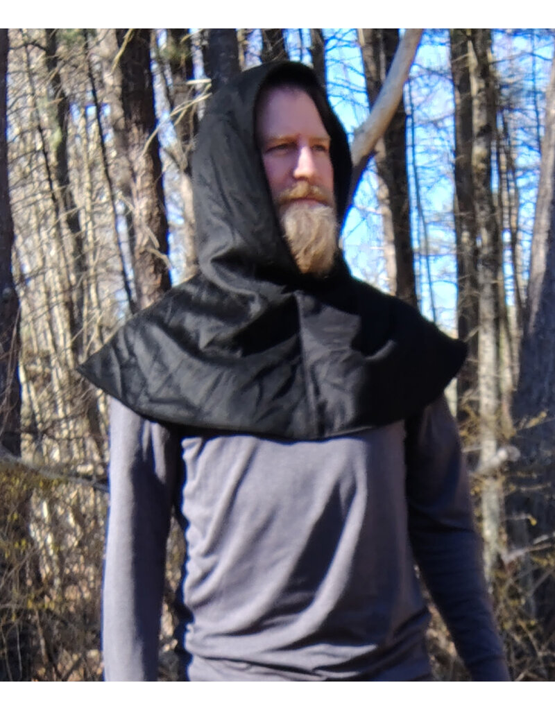 Cloakmakers.com H527-Black Angora Wool Hooded Cowl