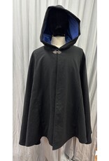 5659 - Washable Black Cotton Cloak W/ Phoenix Embroidery and Blue Hood lining & Pockets